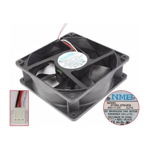 NMB-MAT 4715KL-07W-B39 P61 DC 48V 0.21A 120x120x38mm 3-Wire Server Cooling Fan