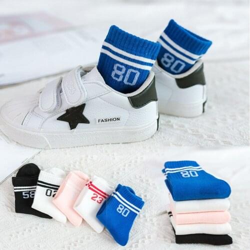 5 Pairs Baby Girls Socks Spring Summer Cotton Letter stripe Socks Newborn Baby Socks Baby Kids Socks for Children Boys Socks