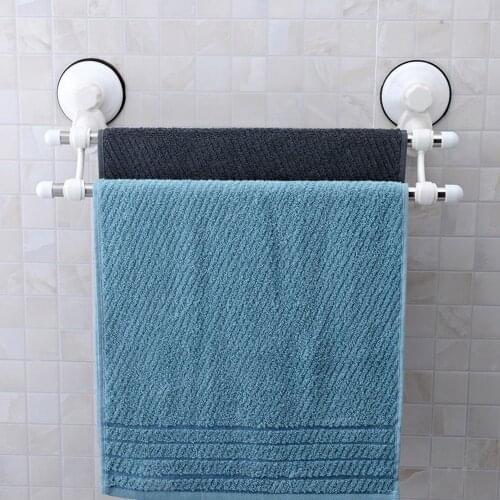 New Suction Cup Bathroom Double Towel Racks Shelf/Rack 2 Bars Solid Holder