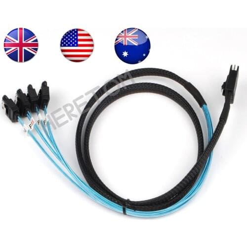New 1M Mini SAS 4i 36P SFF 8087 to 4 SATA 7P The Reverse With Latch Cable 100CM Ship@US/UK/AU
