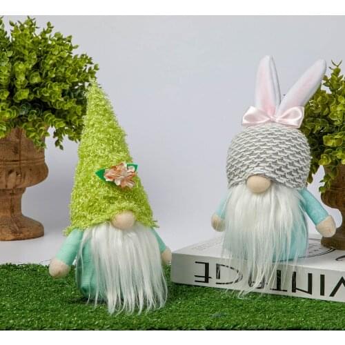Easter Gnome Spring Collectible Doll Swedish Gnome Plush Scandinavian Tomte Rabbit Home Holiday Decoration Window Sence Ornament