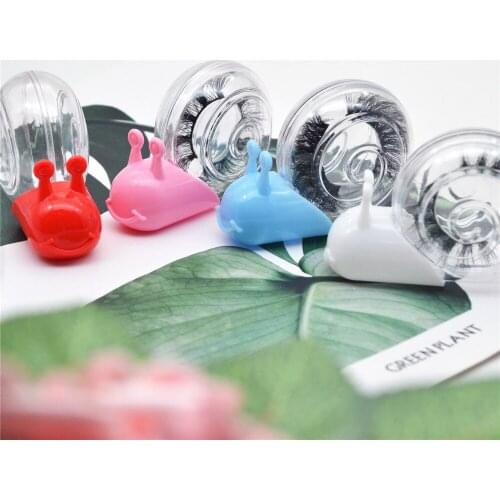 1PCs Plastic Portable Fake Eyelash Storage Box Clear Snail Shape Eyelash Packaging Case Candy Color Lash Storage Container Boxes