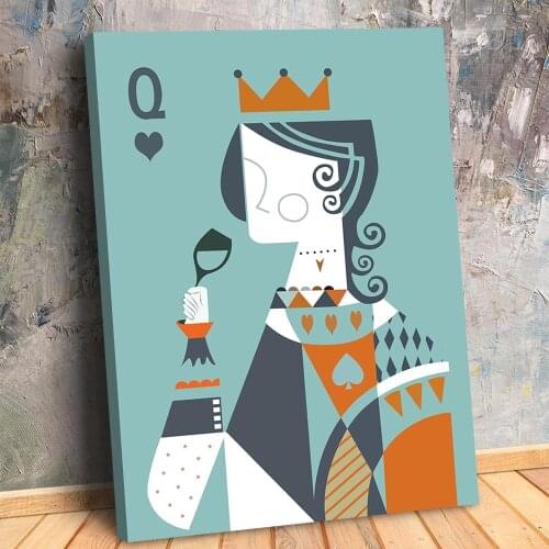 Canvas Poster King and Queen Playing Card Wall Art Print Painting Pictures Bedroom Anime Decor No Frame