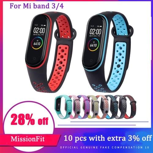 For Xiaomi Mi Band 3 4 Sport Strap watch Silicone wrist strap For xiaomi mi band 3 4 bracelet for Miband 4 Strap Smart Bracelet