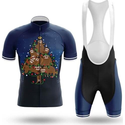 Christmas 2020 Sloth Christmas Tree Mens Cycling Kit Professional Cycling clothing Quick Dry summer short-sleeved Cycling shirt