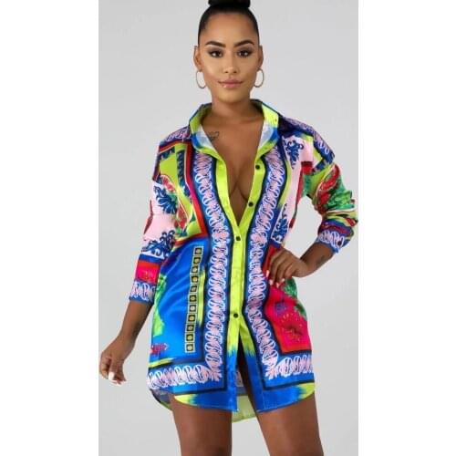 Dashiki African Dresses For Women Fashion Elegant Turn-down Collar Loose Long Sleeve Shirts New Tops Casual Streetwear Blouse