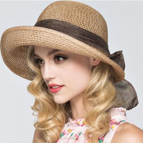 Summer Sun Hats for Women Breathable Large Brim Foldable Straw Hat Sun Caps Outdoor Sun Protection Bucket Hats chapeau femme