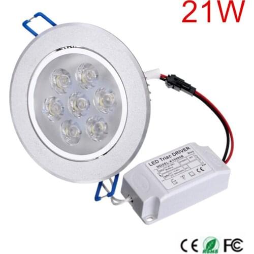 1Pcs High Power 21W AC85V-265V LED Ceiling Downlight Recessed LED Panel lamp Spot light With LED Driver For Home