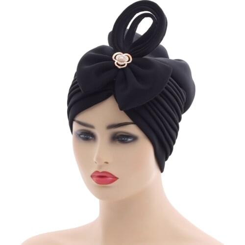 2021 New African Auto Gele Headtie Nigerian Wedding Gele Muslim Turban Cap Arab India Hat Female Head Wraps Turbante Mujer