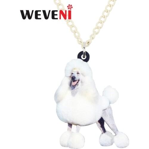 WEVENI Original Acrylic Happy Poodle Dog Necklace Pendant Chain Choker Trendy Animal Jewelry For Women Girls Female Wholesale