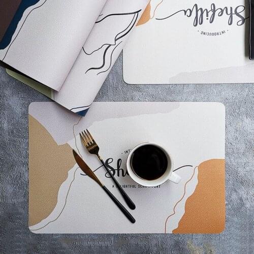 1Pcs Creative PU Leather Table Mats Letter Placemat Waterproof Heat Resistant Cup Coaster Easy Clean Placemat For Dining Table