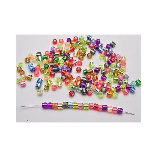 1000 Mixed Color Foil Acrylic Barrel Mini Pony Bead 4X3mm Kids Craft Kand