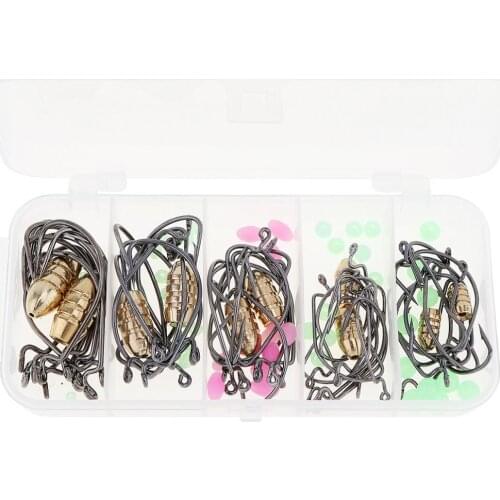 110pcs/lot Texas Rig Soft Lure Hook Kit with Crank Hook Bullet Copper Luminous Beads