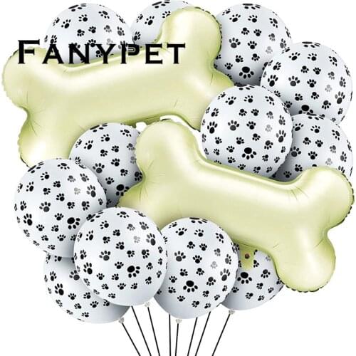14pcs Pets Dog Paw Latex Bone foil Balloons Animal Theme Party Decor Kids Classic Toys Globos Helium Air Inflatable Balls Supply