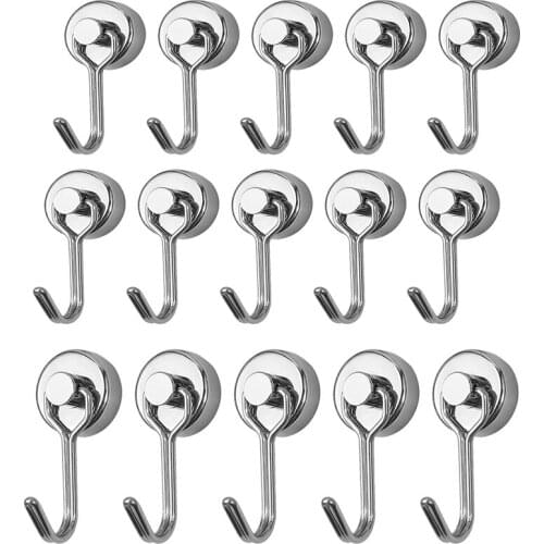 15Pcs Proster Powerful Magnetic Hooks Swivel Swing Heavy Duty 20mm Neodymium Magnet Hook Kitchen Home Magnetic Hook Support 15kg