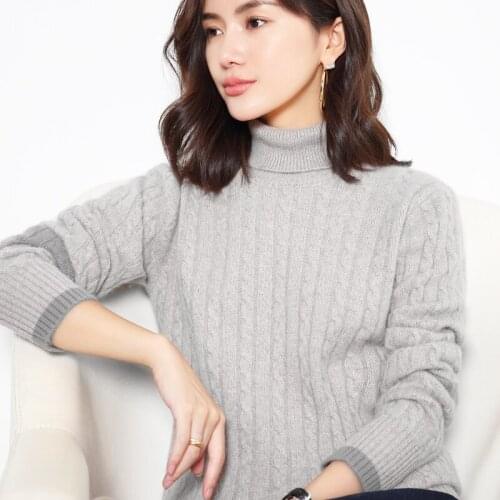 2019 autumn and winter new sweater womens high collar short thick sweater sweater loose wool knit bottoming shirt