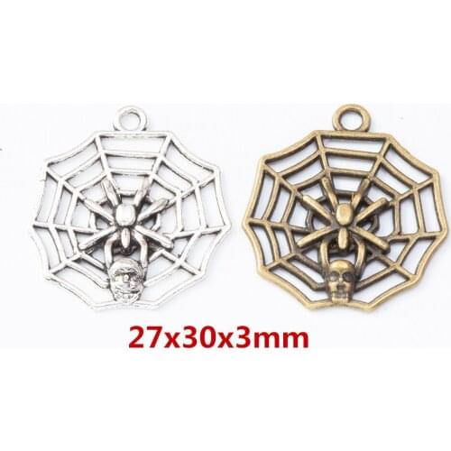 25 pieces of retro metal zinc alloy spider Pendant for DIY handmade jewelry necklace making 8211