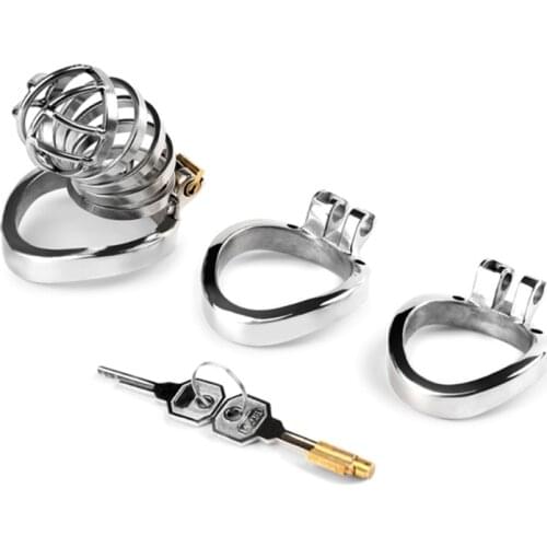 Smooth Stainless Steel Stealth Lock Male Chastity Devices Long Fetish Penis Cage with Simulation Head Design for Couples