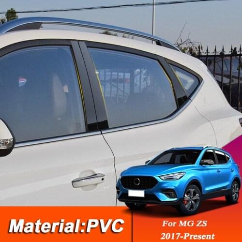 8Pcs PVC Stickers For MG ZS 2017-Present Car Styling Car Window Trim Sticker Middle Column Stickers External Accessories