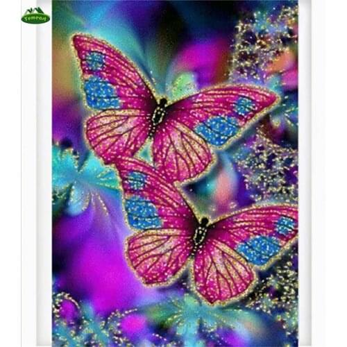 5D Diamond Painting Pasted Wall Sticks Beautiful Flower and Butterfly Animals Mosaic Flower Living Room Home Decor Gifts