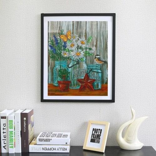 DIY Special Shaped Diamond Painting Flower Vase DIY 5D Partial Drill Cross Stitch Kits Crystal Rhinestone Home Wall Decoration