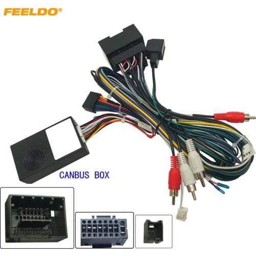 FEELDO Car 16PIN Audio DVD Player Power Calbe Adapter With Canbus Box For Chevrolet Encore Opel Moka Stereo Plug Wiring Harness