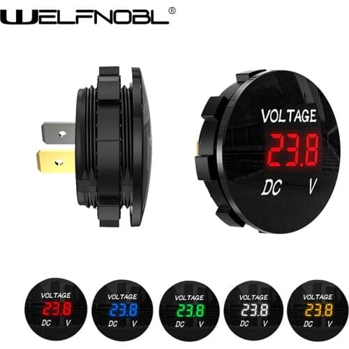 Car boat modified DC voltmeter three digital LED display voltage meter can test 5-48V blue green red white orange 5 colors