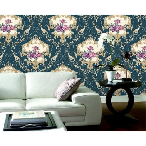 Beibehang Fashion PVC waterproof pressed papel de parede wallpaper European pastoral living room bedroom background wall paper