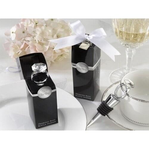 Free Shipping Wedding Home Party Favors Creative Diamond Ring RED Wine Bottle Stopper with Retail packaging,100pcs/lot