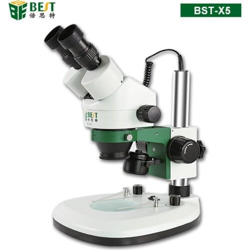 BST-X5 Binocular Stereo Microscope 7-45X Continuous Zoom For Phone CPU Motherboard Chip Repair PCB Solder Mineral Watching