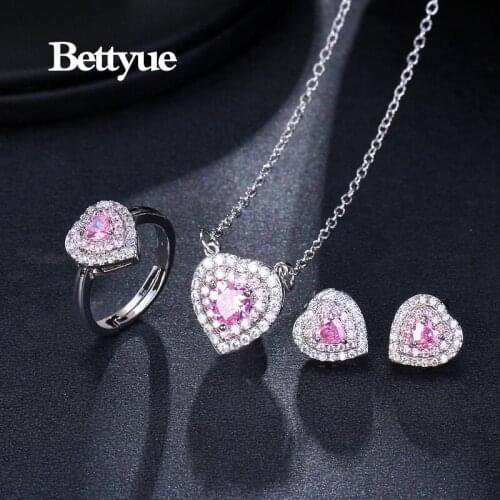 Bettyue Brand Fashion Charm High Quality Cubic Zircon Heart Shape Wholesale Jewelry Sets For Woman Europe And America Style Gift
