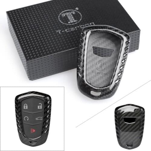 Carbon Fiber Car Remote Key Case Fob Shell Cover For Cadillac XT5 XTS CTS ATS
