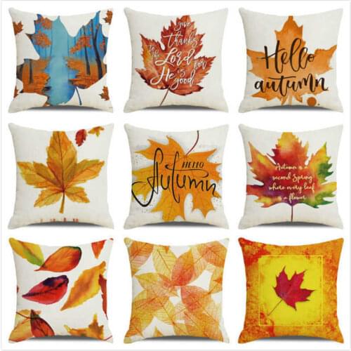 Thanksgiving Day Autumn Forest Maple Leaf Throw Pillow Case Inen Sofa Seat Cushion Cover Festival Party Home Decor Pillowcase