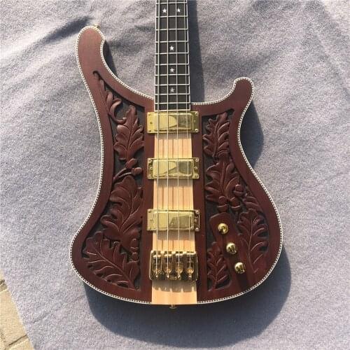 Kaiyun Factory custom Rickenback 4 string bass guitar.Ricken4003 whole body beautiful carved bass.100% real photo