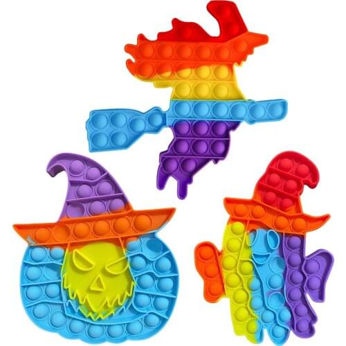 Helloween Rainbow Color Silicone Push Bubble Art Decor Autism Puzzle Relaxing Reliver Anti-Stress Fidget Toy Adult Kids Game
