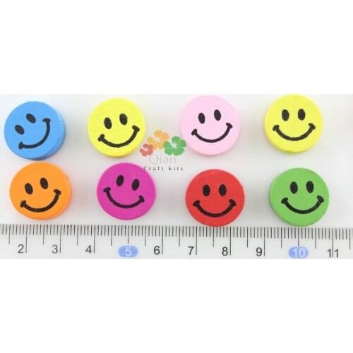 400pcs lovely smily face medium size Round Wood, Wooden Buttons beads buttons with 2 holes for DIY craft project 0.7inch