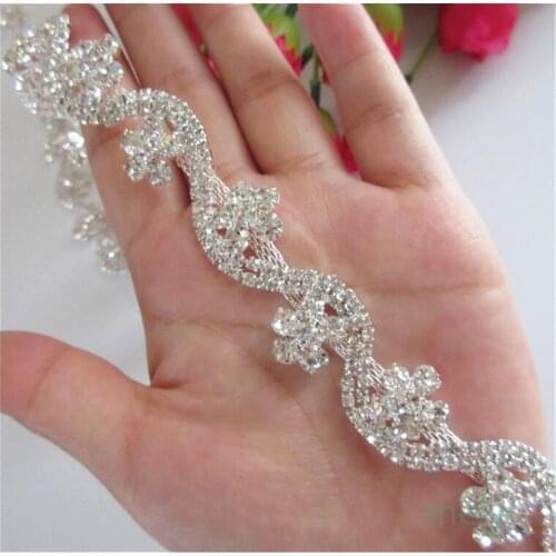 Rhinestone Crystal Chain Bling Diamante Lace Diamond Belt Trim Ribbon Necklace Applique Gem Sparkle Wedding Dress 2cm Width
