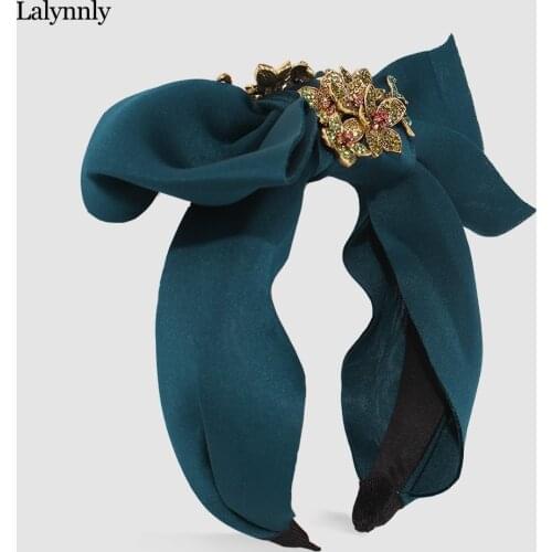 Lalynnly 2020 Fashion Bow Knot Fabric Headbands Rhinestone Flower For Women Girls Hair Bands Hair Accessories Jewelry GiftsF2519