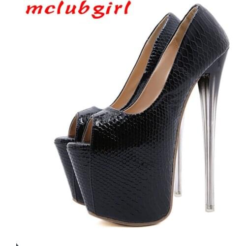 MCLUBGIRL Summer Color Matching High Heels 19 Cm Sexy Nightclub Womens Sandals Plus Size Fish Mouth Womens Shoes ZL
