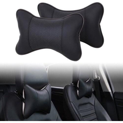 Mini PU Leather General Motors Head Pillow Support Neck Pillow Black Car Seat