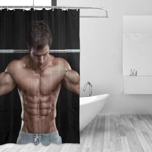 Man Muscle Bathing Bathroom Shower Curtain Bodybuilder Waterproof Polyester Fabric High Quality Bath Curtains