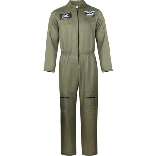 Men/Women Flight Suit Uniform Astronaut Costume Adult Space Costume Astronaut Zipper Jumpsuit Halloween Cosplay Costumes