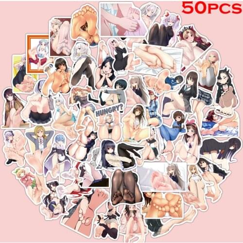 50PCS Cartoon Girl Feet Stickers Japan Anime Series For Snowboard Laptop Luggage Fridge DIY Styling Vinyl Stickers Waterproof
