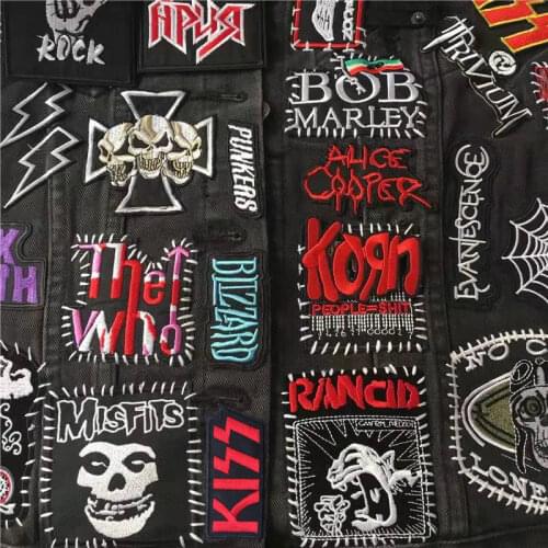 Band Clothes Badges Iron On Patches Embroidered Punk Stripes for Clothes Appliques Jacket Jeans Diy Decoration Music Metal Rock