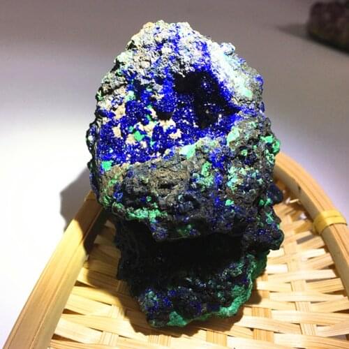 200-240g rare natural Blue iron ore malachite specimen healing crystals raw gemstone for home decoration&collection