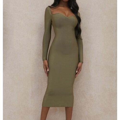 New Women Sexy V-neck Long Sleeves Bandage Dress Fashion Slim Celebrity Night Show Bodycon Club Party Dress