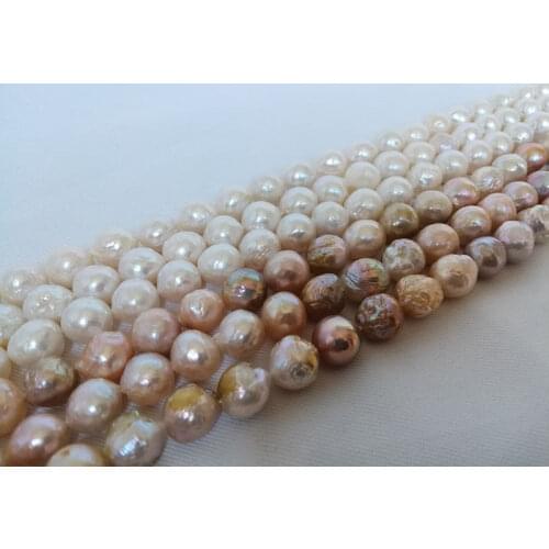 NEW Reborn Keshi nucleate Edison genuined cultured freshwater Pearl 11-12MM loose beads 15"