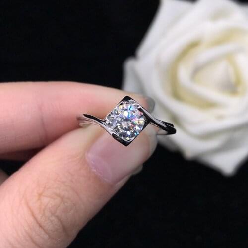 0.8CT Diamond Engagement Ring Angel Kiss Female Marriage Jewelry 14K White Gold Bridal Ring Fiancee