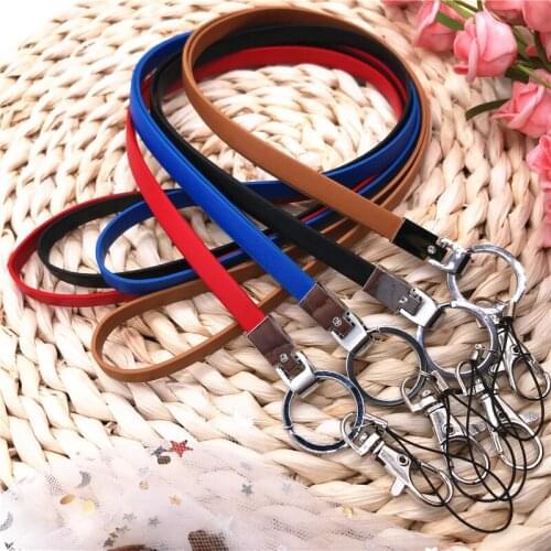 Simple and soft Pu neck strap for keys Keychain ID Card Gym Mobile Phone Straps USB badge holder DIY Hang Rope Lariat Lanyard