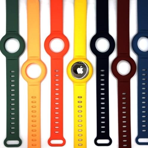 For Apple AirTags band + case Anti-Scratch Lightweight Soft Silicone strap For Apple Locator Tracker Anti-lost case Accessories